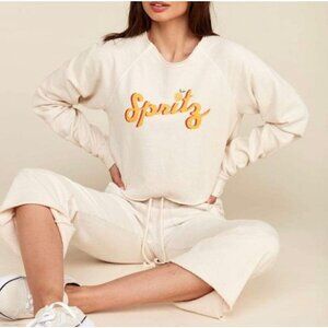 NWT MATE the Label Donny Spritz Cream Long Sleeve Cropped Sweatshirt - XS